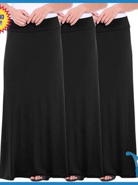 Long Maxi Skirt A-Line High Waisted Flowy Plus Size Casual